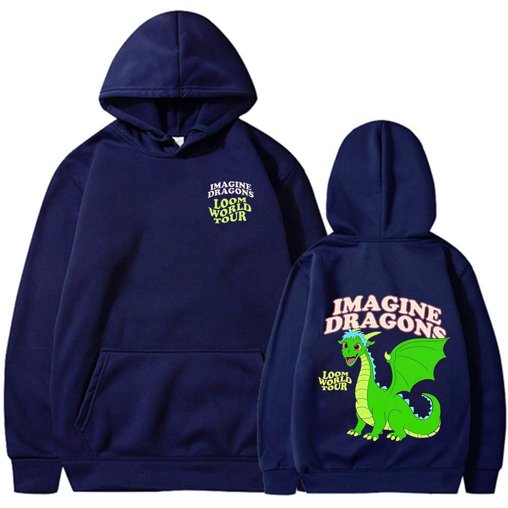 Imagine Dragons Loom World Tour 2024 Hoodies Rock Band Cartoon Dragon Sweatshirts Men Women High Quality Long Sleeve Pullovers
