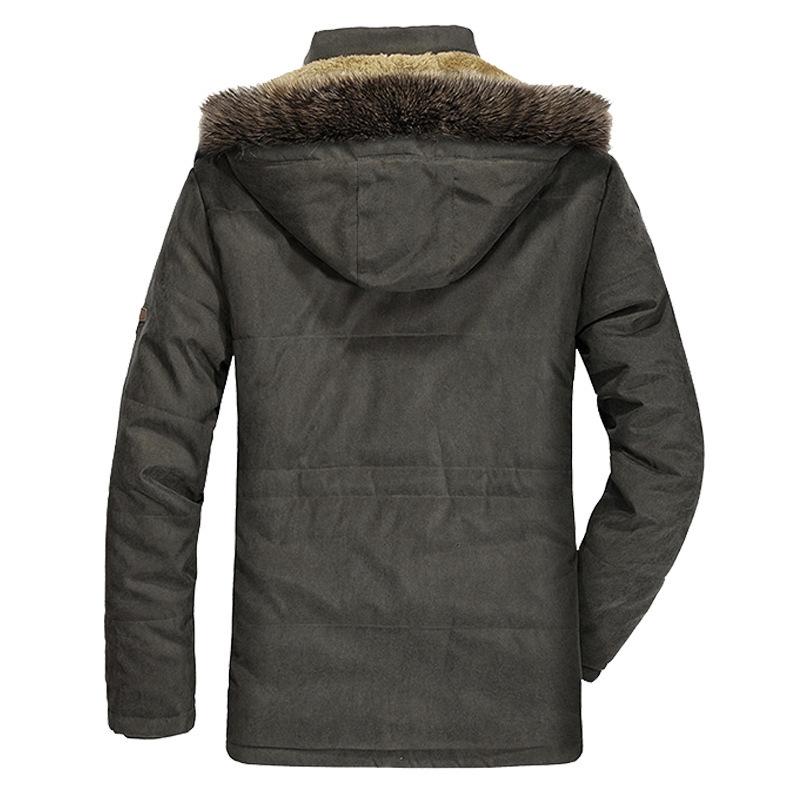 Cotton Clothes Men's Cotton Clothes Men's Velvet Thickened Large Size Hooded Medium and Long Cotton Clothes Jacket Men's Cotton Clothes