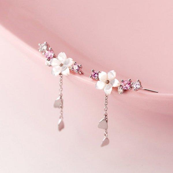 New Korea Sweet Cute Flower Crystal Temperament Geometric Shiny Zircon Earrings Statement Earrings for Women Girl Pendientes