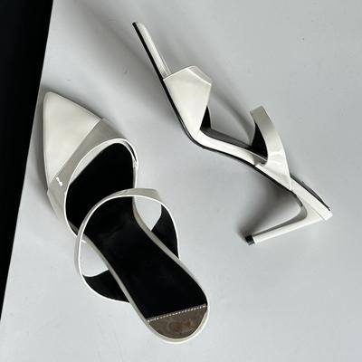 Summer Thin High Heels Women Slippers Fashion Narrow Band Pointed Toe Strippers Banquet Sandals Slides Shoes
