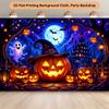 1 piece of 2D flat background cloth pumpkin ghost bat castle night background cloth.PMJ