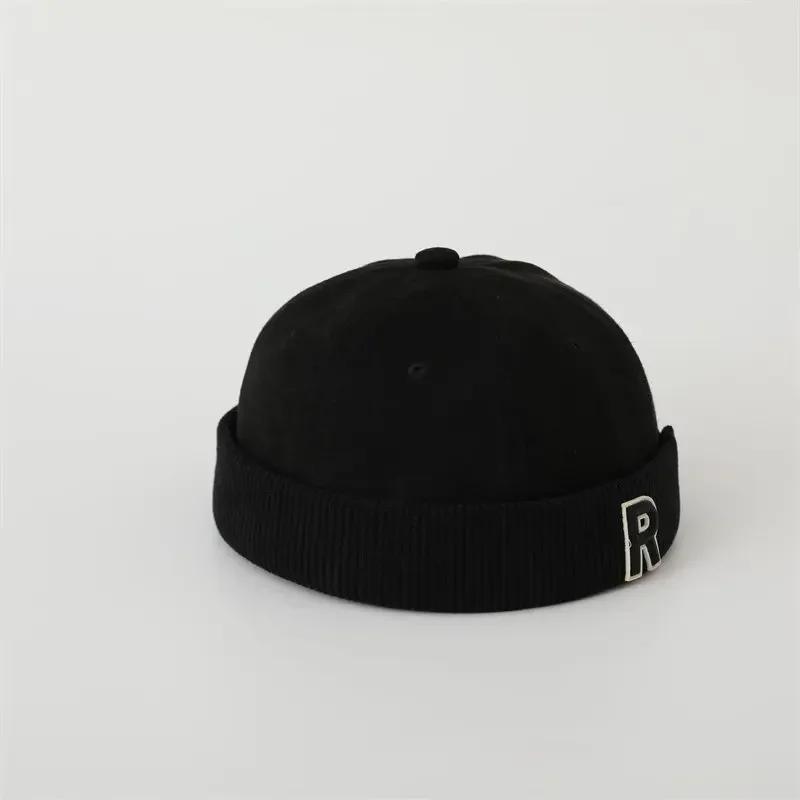 

Winter Corduroy Warm Docker Cap Brimless Hat Beanie Hats Adjustable Landlord Sailor Cap Girl and Boy 11 52cm wear чорний