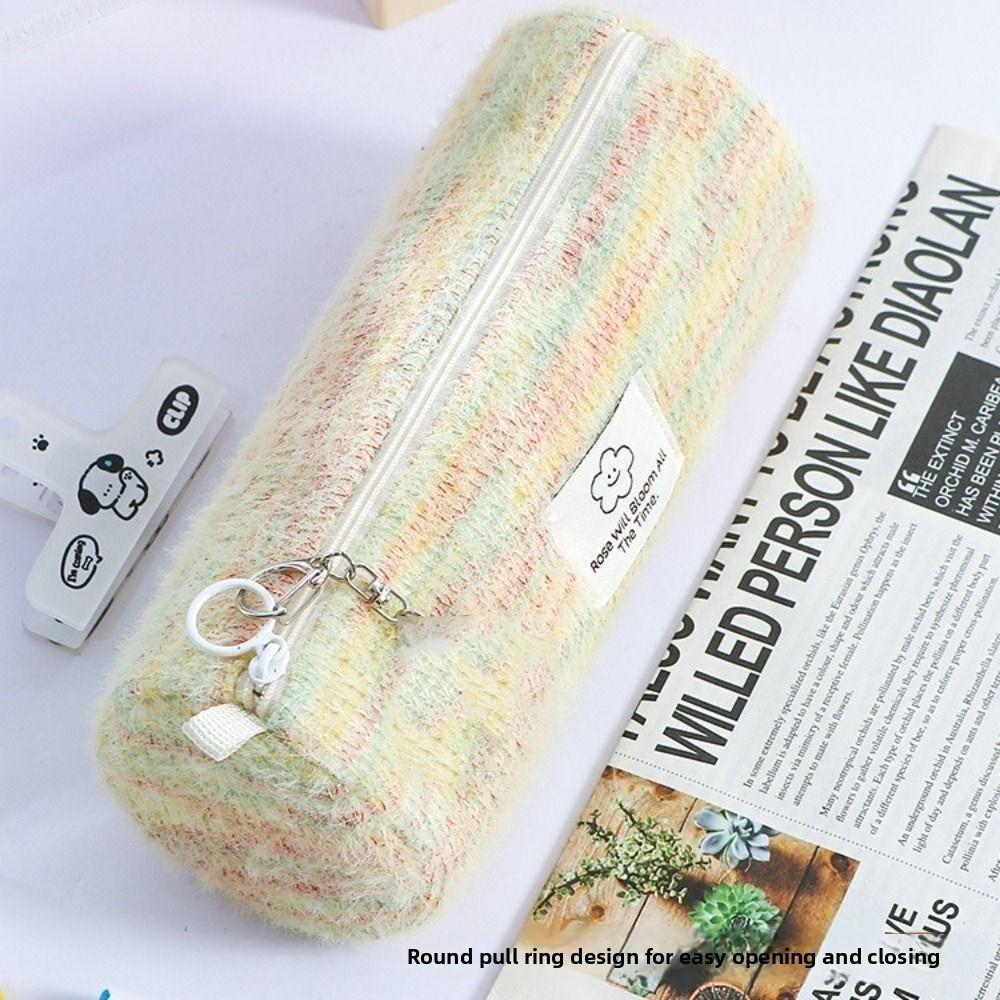 Scratch-proof Cosmetic Storage Bag Canvas Plaid Pen Bag Woven Pencil Case  Student Supplies