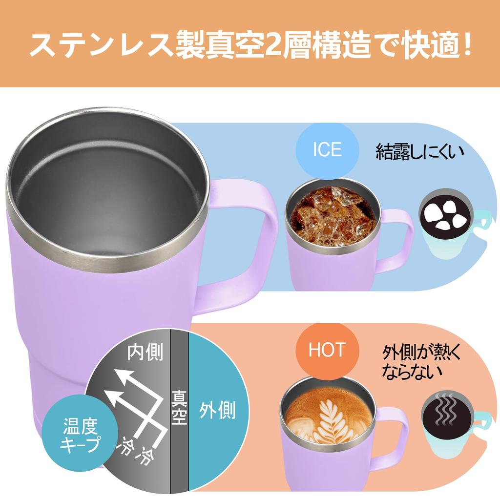 Livole Tumbler with Vacuum with Large Stainless Coffee Travel Large Capacity with Perfect for and Carbonated Perfect for Outdoor and Light Purple