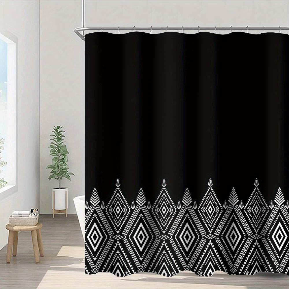 

Black And White Tribal Shower Curtain Geometric Pattern Bottom Border Design Modern Bathroom Decor Waterproof Bath Curtain W60H190(CM)-1 Pcs