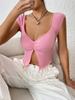 Solid Ruched Split Hem Sleeveless Crop Tee Top Women Summer Fashion Design Slim Tank Top Shirt Casual Streetwear Y2K Clothes