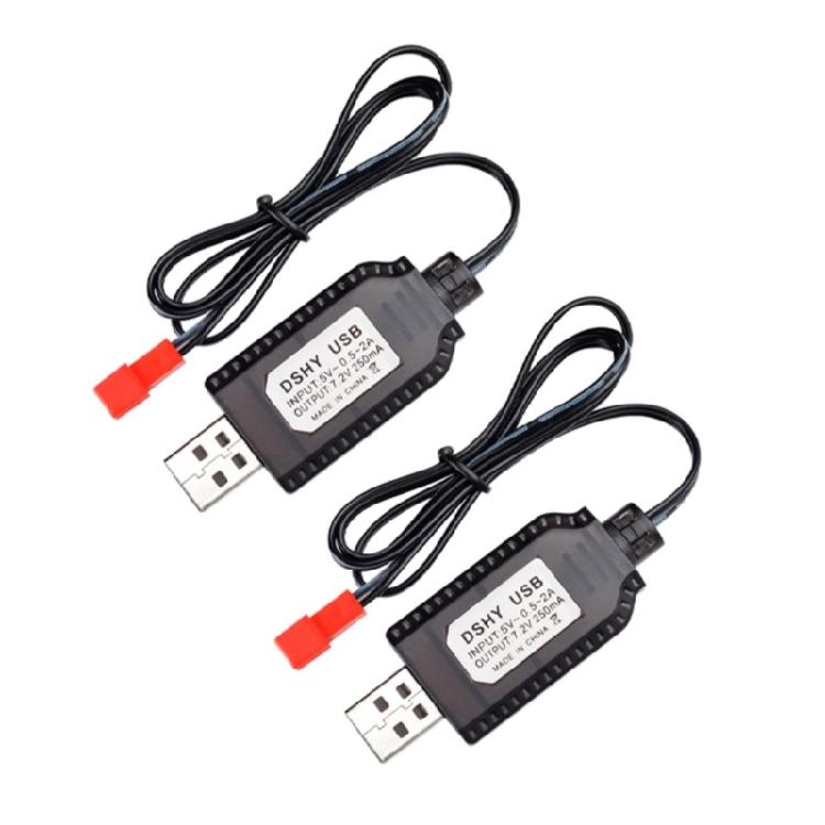 Pair Of 7.2V USB Charging Cable for JST/SM2.0 2P Plug for NiMH and NiCd Battery Powereds Toys