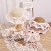 New children's straw hat, girls' summer eaves lace edge straw, breathable streamer bow sunscreen visor