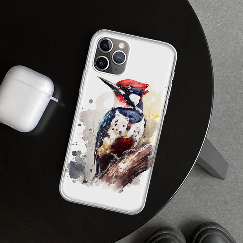 Animal Oil Painting Bird Phone Case Cover for iPhone 11 12 13 Mini 14 15 Plus 16 Pro Max 17 Air 7 8 + SE Art Customized Fundas 1