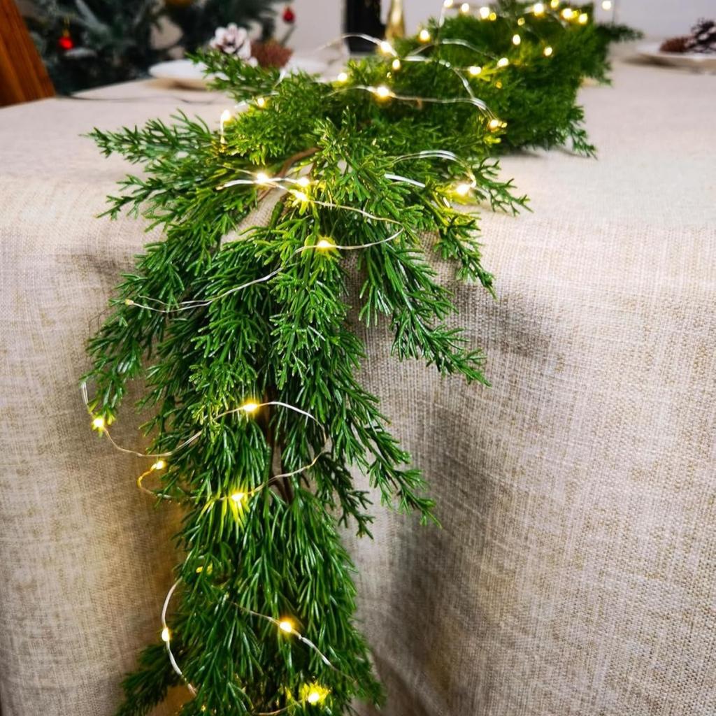 1Pcs Christmas Cedar Pine Garlandsartificial Cedar Garlandmantlewallindooroutdoor Christmas Decorations