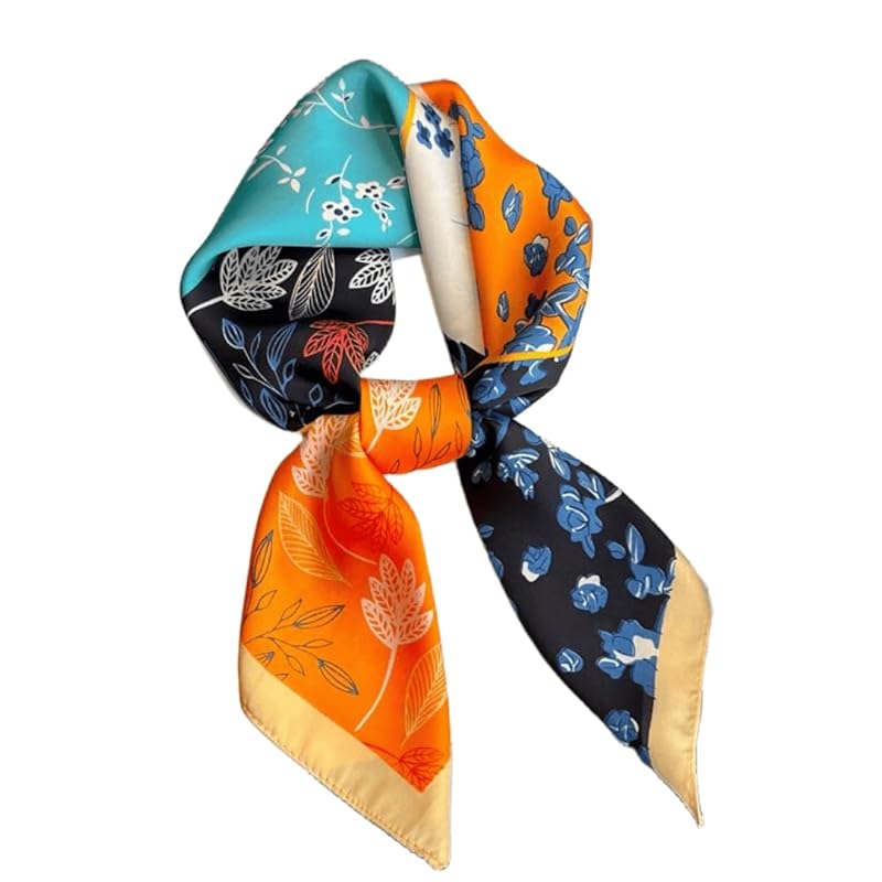 

[KOUMAKI] scarf ladies cat pattern cat print bandana shawl neckerchief 70×70cm silk style Stylish mother s day square How to roll bag decoration hair