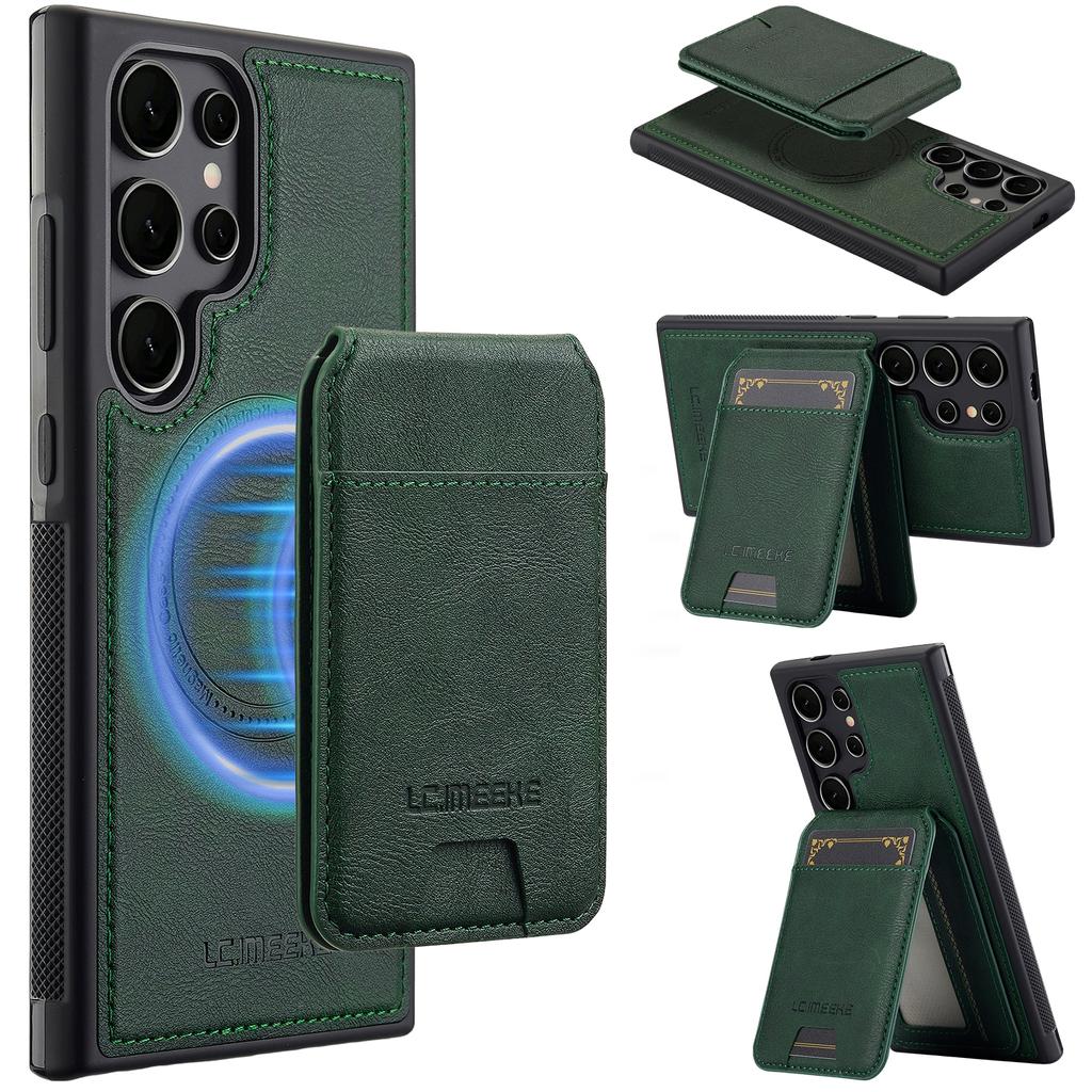For Samsung Galaxy S23 Ultra Magnetic Case Detachable Card Holder Leather+TPU Mobile Cover
