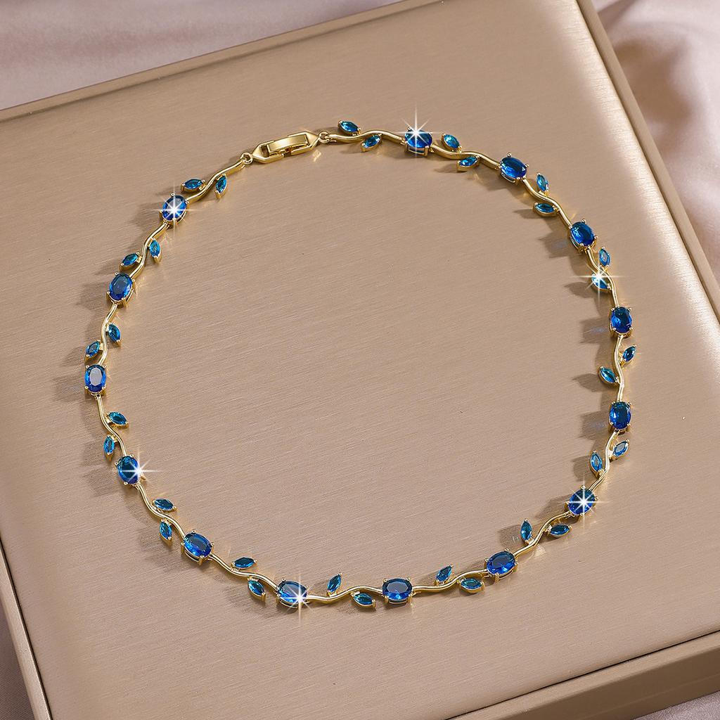 Luxury Gold-Plated Copper Zircon Leaf Bracelet, High Quality Jewelry