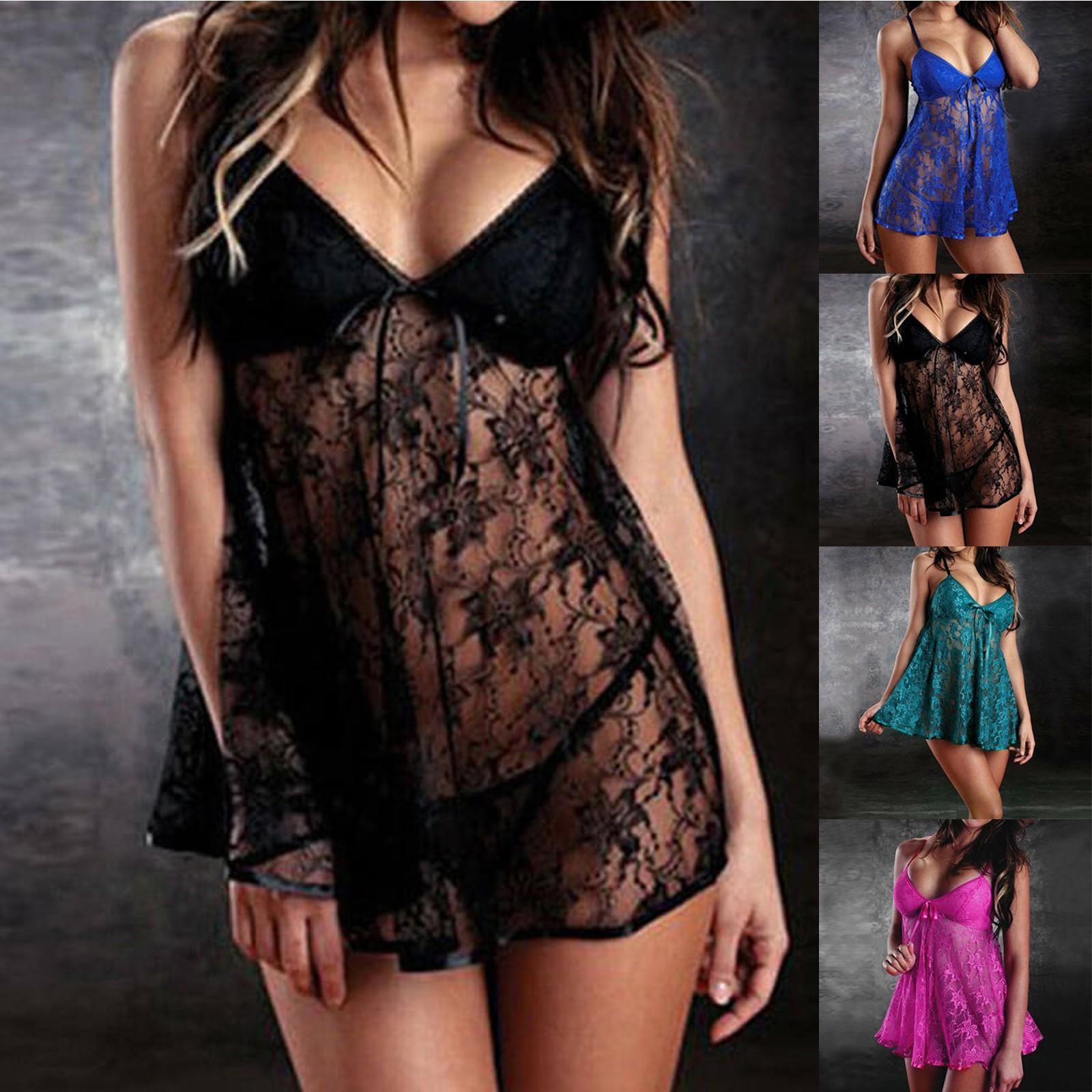 

Ladies Lace Sexy Lingerie Pajama Dress Christmas Cosplay Hollow Underwear Set