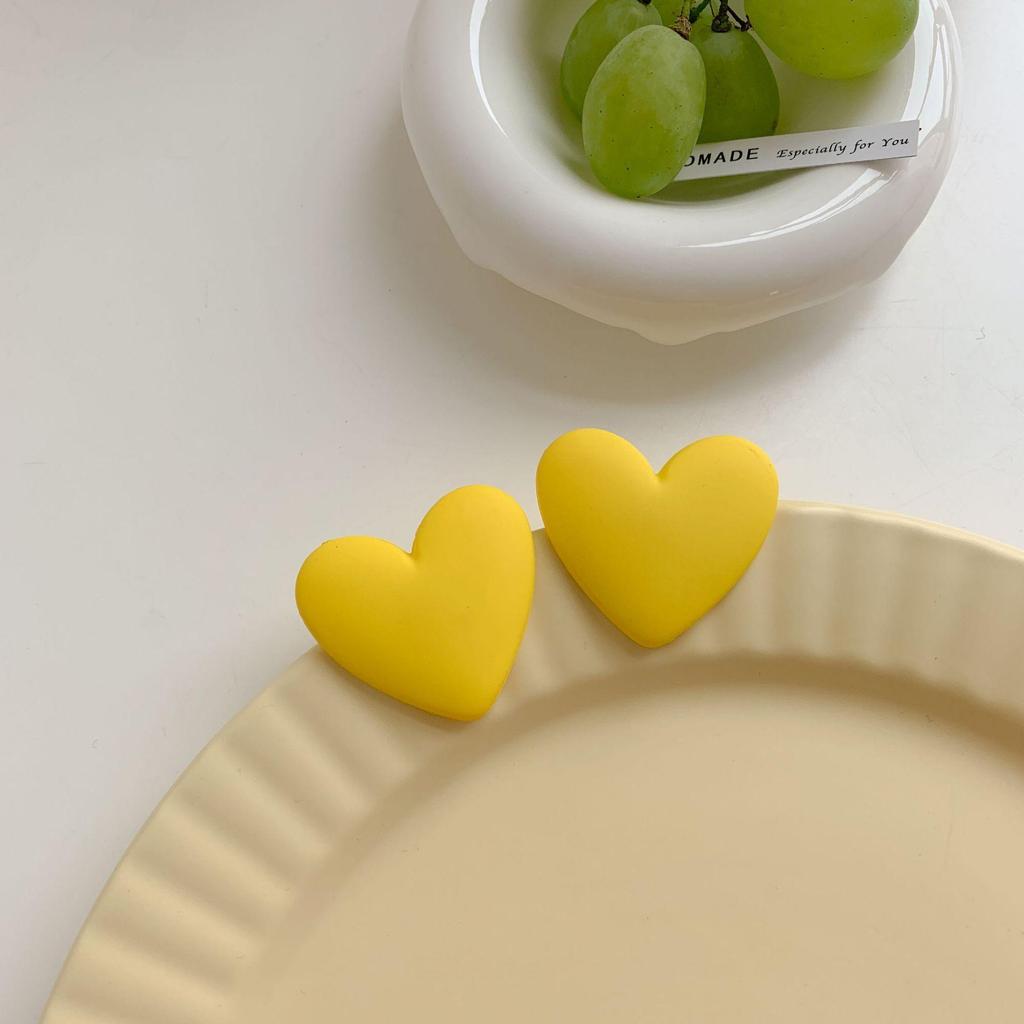 Semplici Orecchini a Forma di Cuore Color Caramella Moda e Carini Orecchini Geometrici a Forma di Cuore in Acrilico Verniciato a Spruzzo Orecchini da Ragazza