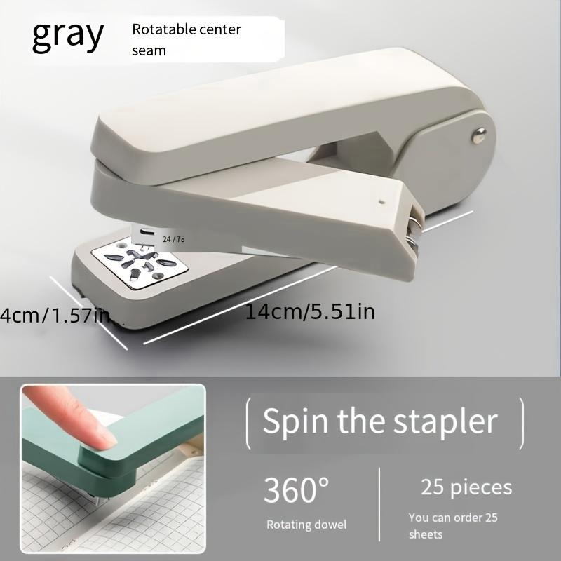 Rotating Stapler, Mechanical Desktop Stapler, Foldable Design, ABS Plastic, Flat Crown Shape, Labor-saving and Multifunctional