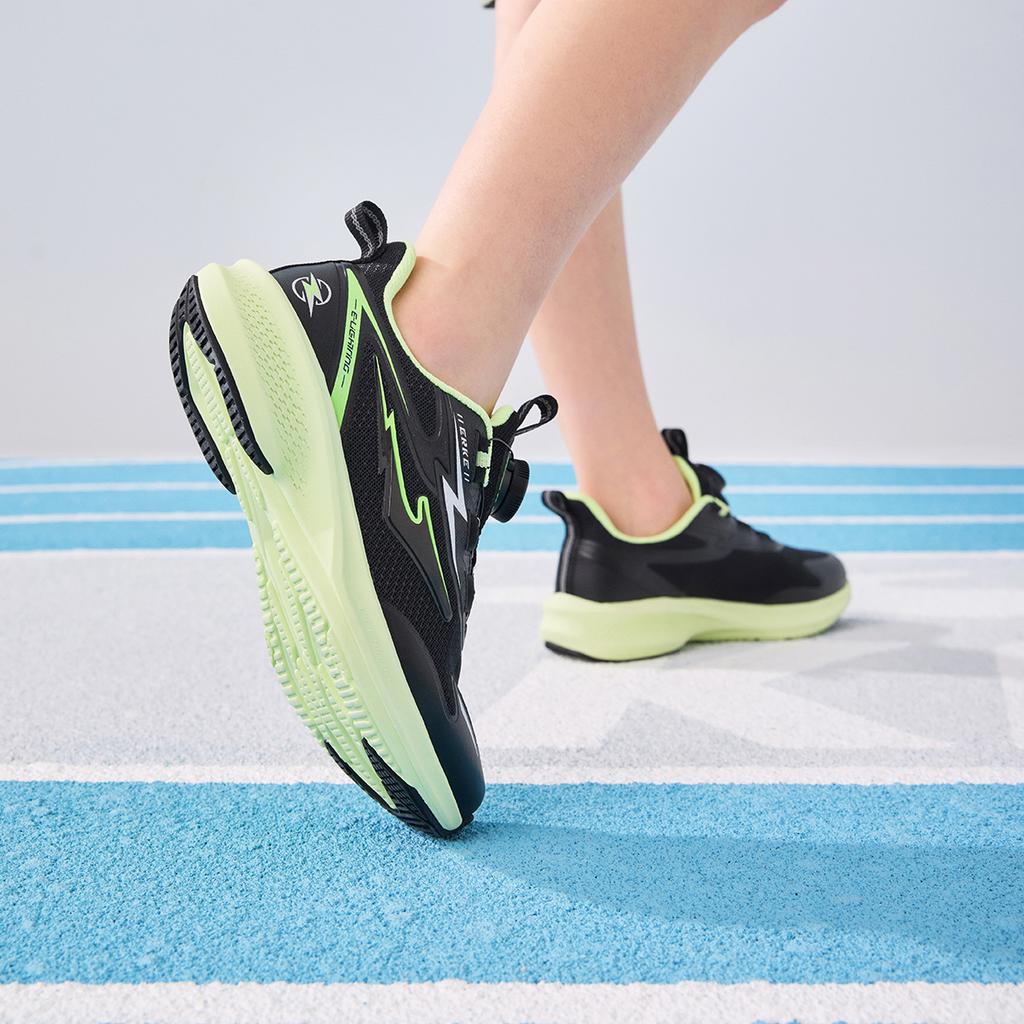 Erke Kids Lightning 4 Mesh Comfortable Breathable Running Shoes Unisex sneaker Black Fluorescent-Green 65125103043-006