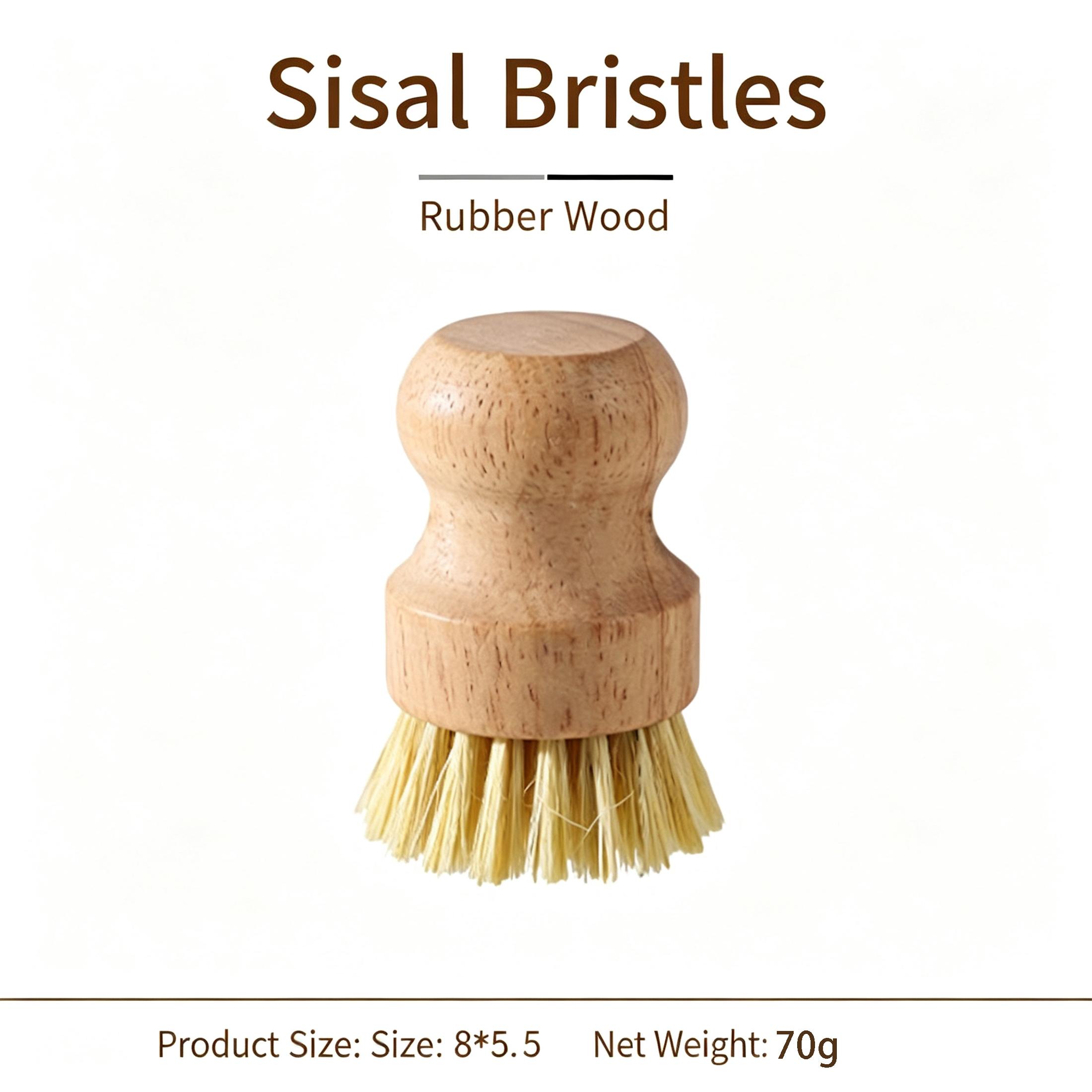 Natural Solid Wood Kitchen Cleaning Brush Dual Bristle Fruit Vegetable Scrub Brush Dish Pot Sink Scrubber with Hanging Rope for Potato Carrot Cookware
