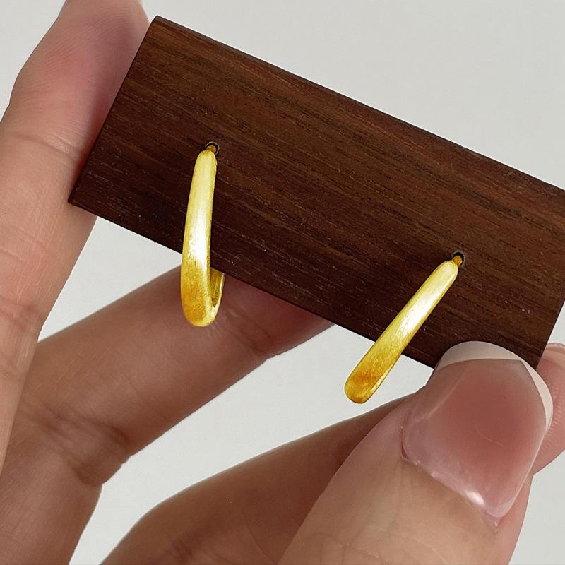 New 925 Silver Hoop Earrings Clip Matte Circle Geometric Punk For Women Girl Gift Jewelry