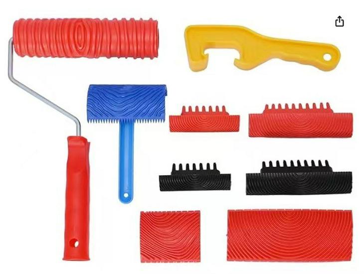 Wood Grain Imitation Tool Set: Rubber Mold & Rollers for Wall Art (MS3, MS6, MS17)