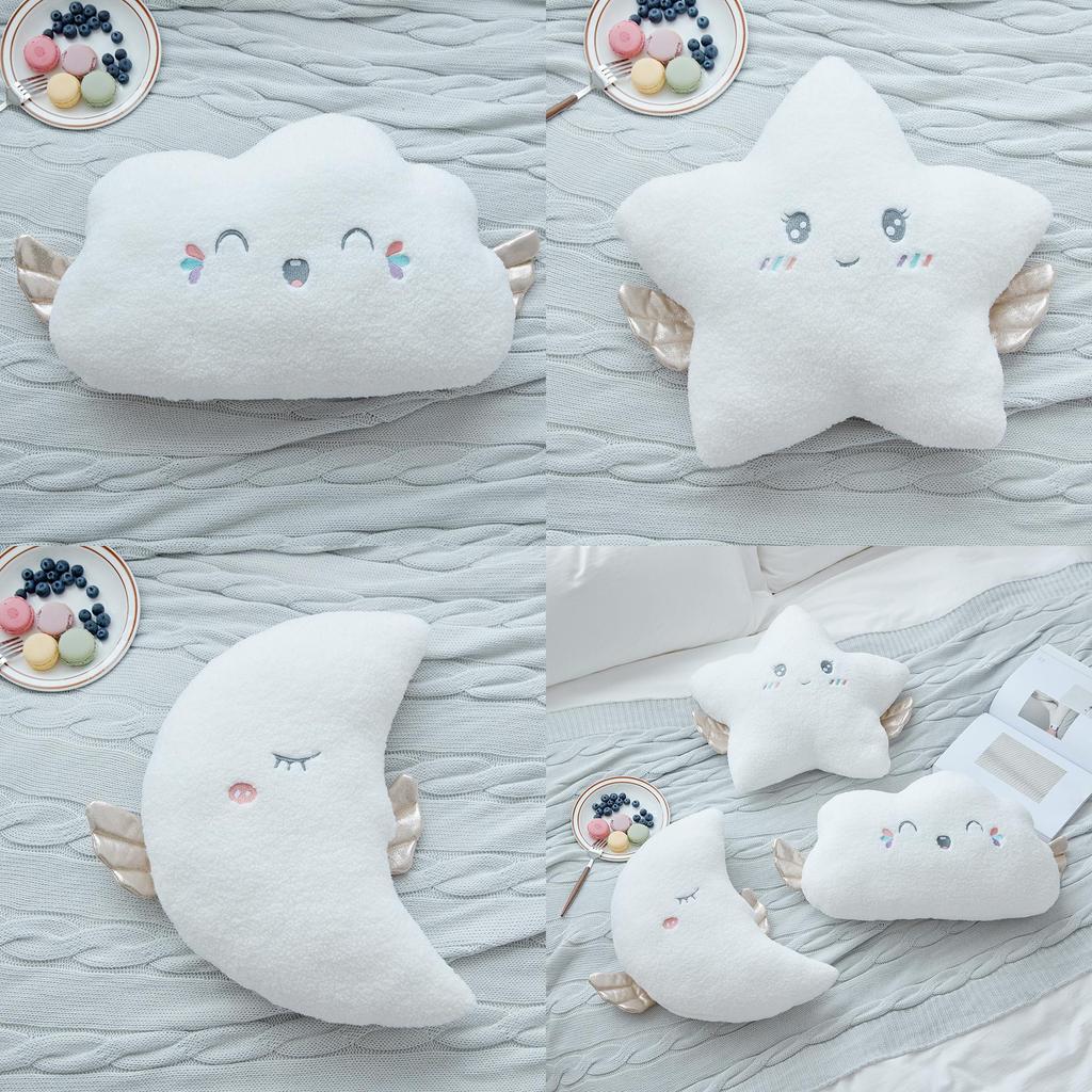Star Moon Cloud Plush Toy With Wings Pp Cotton Filling For Cozy Sofa Cushion