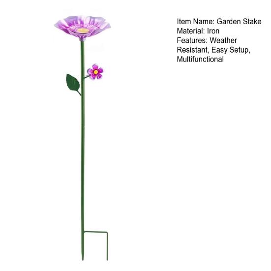 Metal Flower Garden Stake Bee Watering Station Outdoor Bird Bath Butterfly Water Feeder with Stake for Garden Pollinators Birds Yard Patio Decor