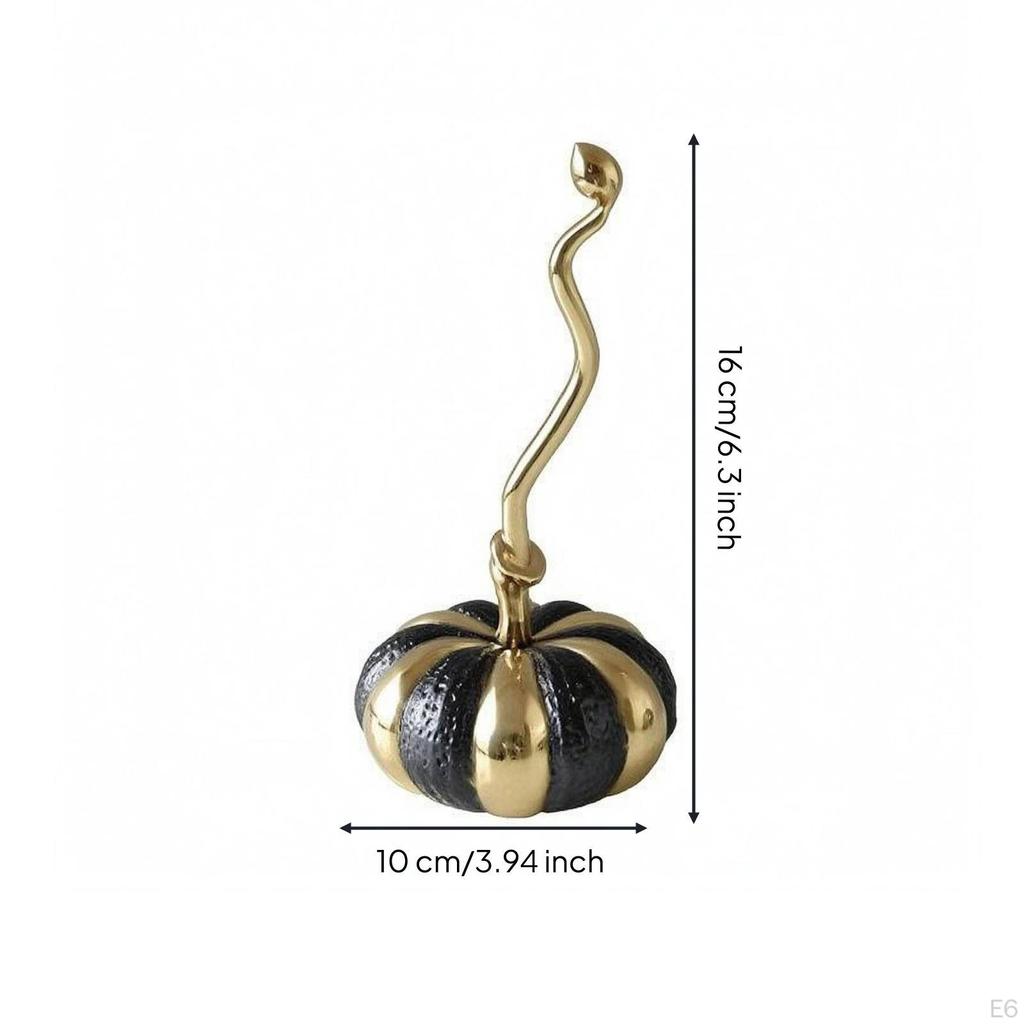 Copper Pumpkin Decor Curved Segmented Statue Lustrous Finish Autumn Harvest Pumpkins for