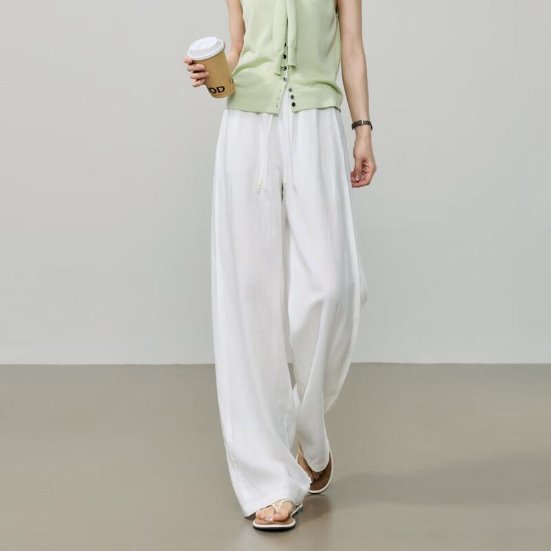 Women s Lyocell Linen Wide-Leg Drapey Pants 26 Regular