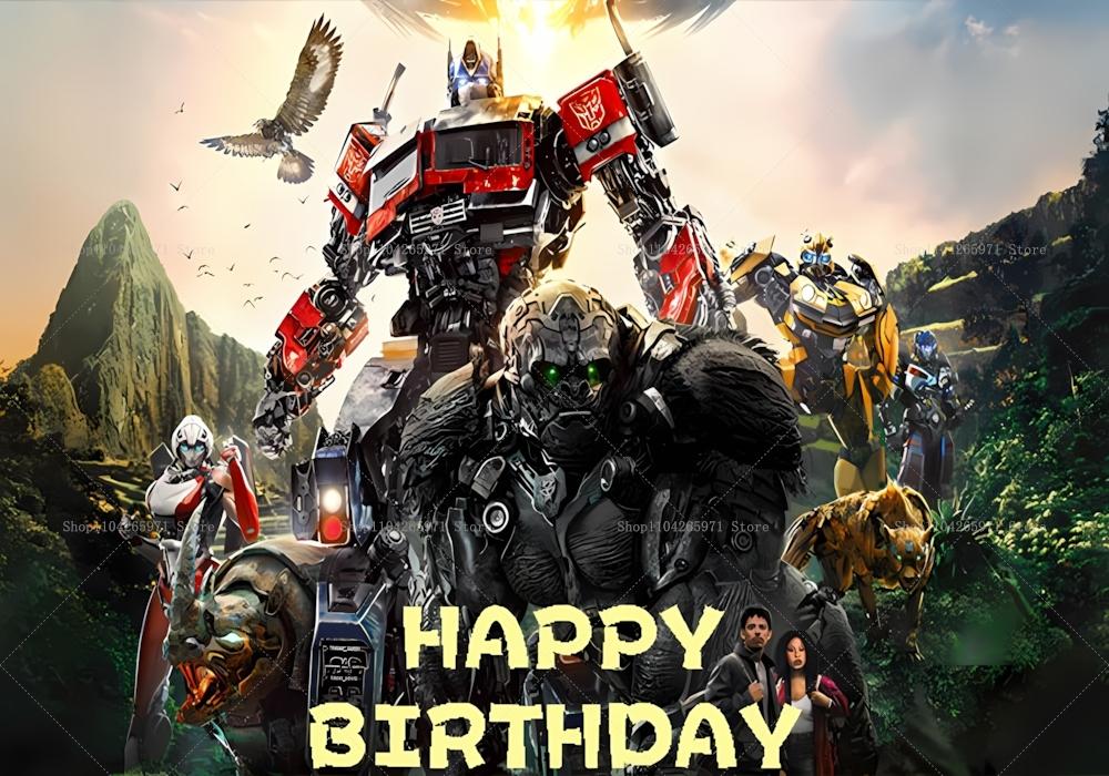 Fun Transformers Background Banner with Optimus Prime Theme for Kids, Children's Party Decoration