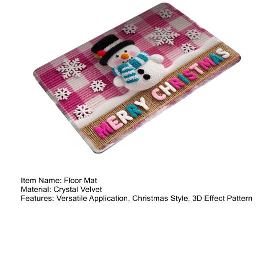 Christmas Floor Mat 3D Effect Pattern Doormat Santa Welcome Mat Non-Slip Xmas Tree Snowman Floor Rug for Entryway Porch