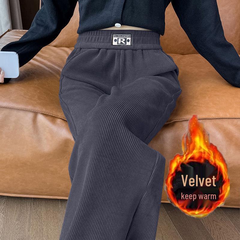 Women's Warm Fleece-Lined Corduroy Pants: Autumn/Winter, Narrow/Wide-Leg, Casual Trousers