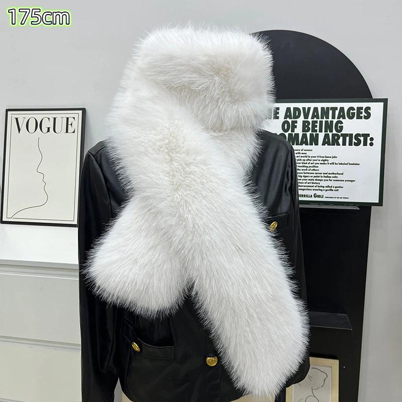 Fake Fur Long Scarf Soft Plush Fur Decor Winter Fluffy Warm Scarf Thick Luxury Wraps Shawl For Women