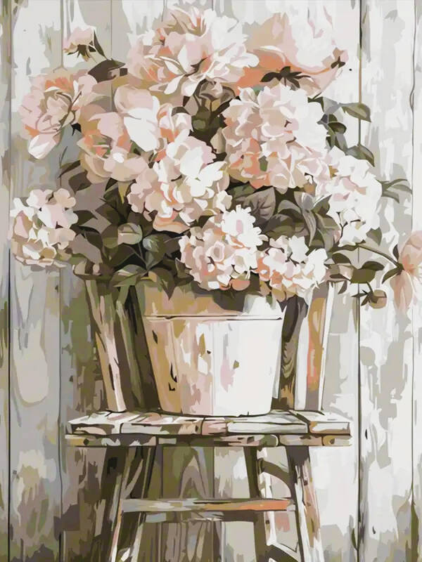 Oil Painting By Numbers Flower Chair Coloring By Numbers Vase Digital Painting Daisy Canvas Handpainted Coloring DIY Kit Gift