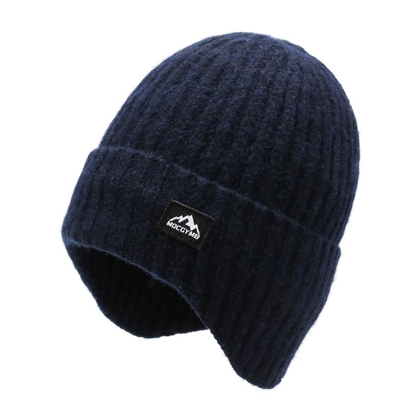 Men's Velvet Hat Warm Ear Protection Thick Wool Knitted Hat Outdoor Cold-Proof Pullover Hat