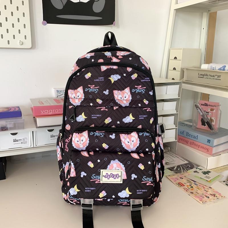 Grade 3-6 Schoolbag for Girls Fox Print Backpack Children Lightweight Backpack