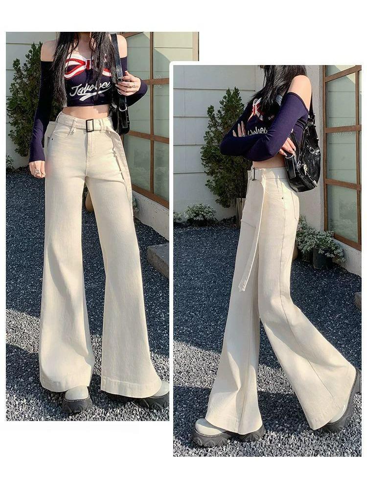 Comfortable Loose Stretch Design Sense High Waist Wide Leg Jeans Female Large Size Year Skinny Dragging Trousers Jeans for Women Long Denim Pants