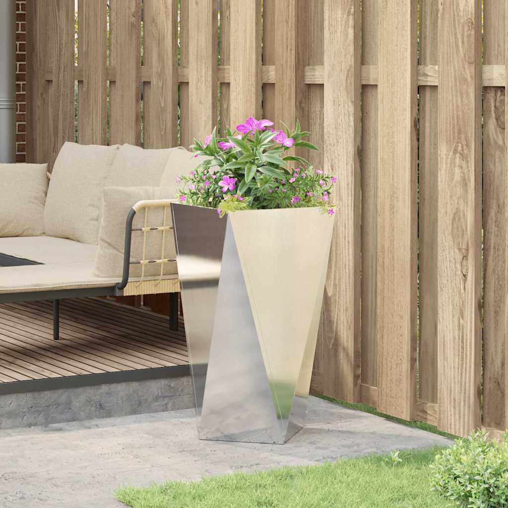 Planter Silver 40 X 40 X 75 Cm Stainless Steel