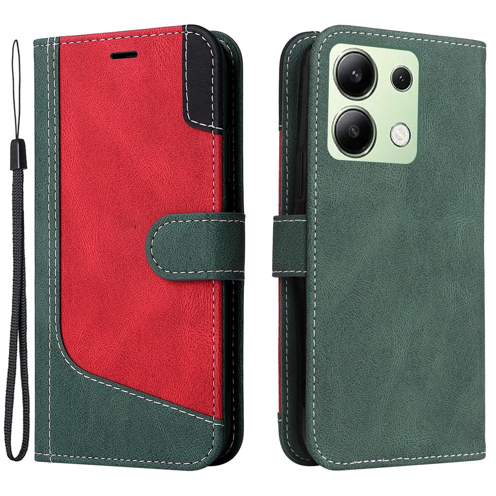 For Xiaomi Redmi Note 13 4G Leather Case Three-color Splicing Phone Cover