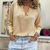 GMXIA Damenmode Casual Herbst Winter Langarm V-Ausschnitt Blusen & Hemden