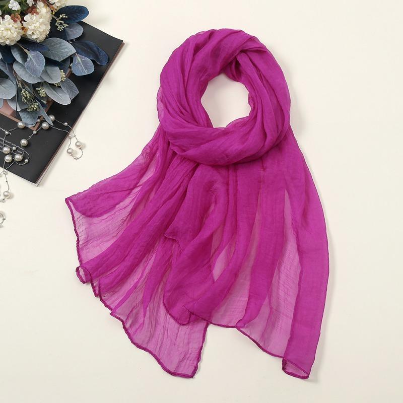 New solid color silk scarf women, oversized chiffon beach scarf fashion bikini swimsuit wrap scarf shawl