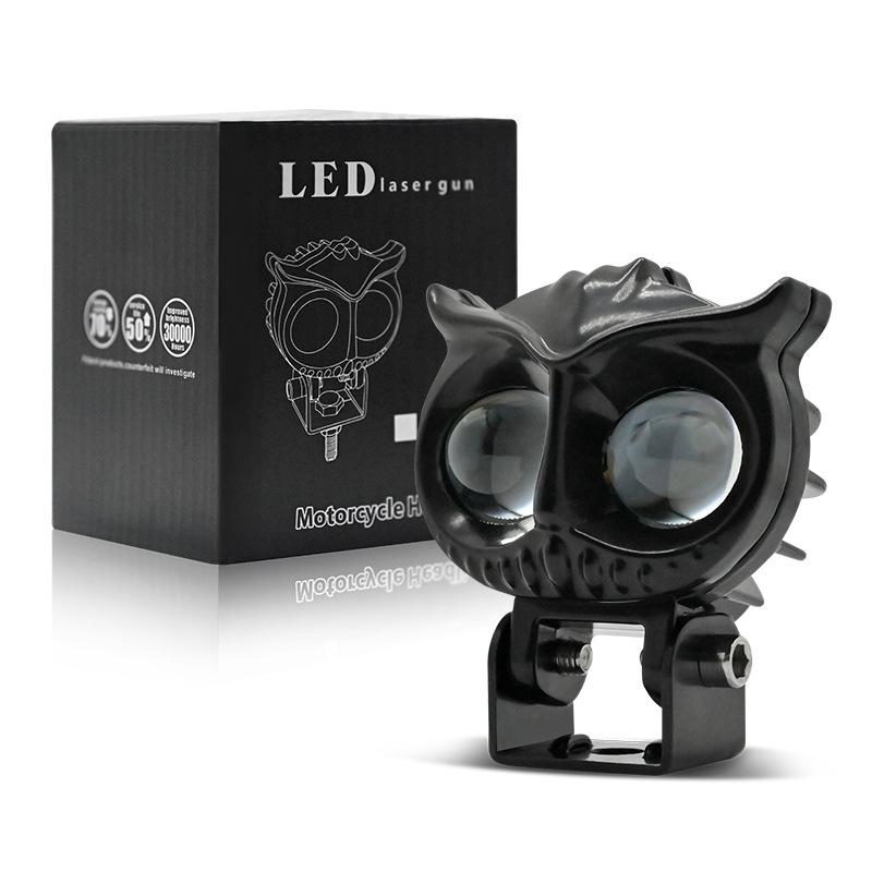 LED Motorcycle Spotlight Binocular Owl Two-color Small Steel Cannon Electric Vehicle Headlight Modified LED Lights Waterproof