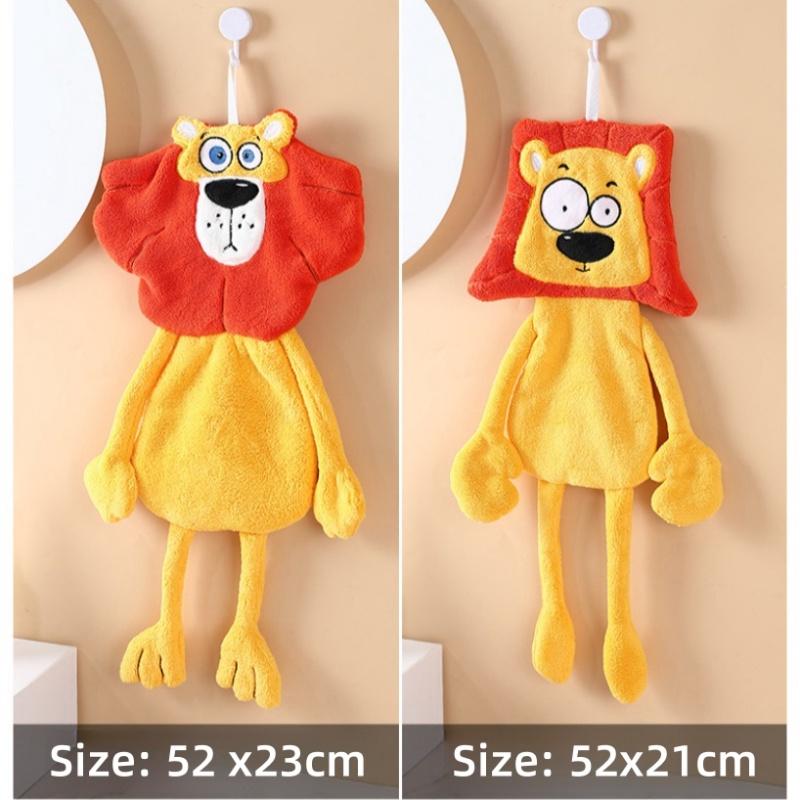 Cartoon Cute Lion Hand Towels Coral Velvet Soft Touch Fine Comfortable Skin-friendly Kitchen Bathroom Towel Super Absorbent