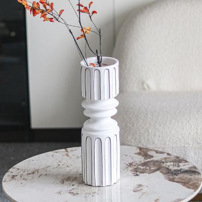 Ornamentos de Vaso Listrado Moderno Europeu Preto e Branco, Decoração Simples para Casa, Mesa de Centro Hall de Entrada Armário de TV, Porta-Flores Coluna Romana