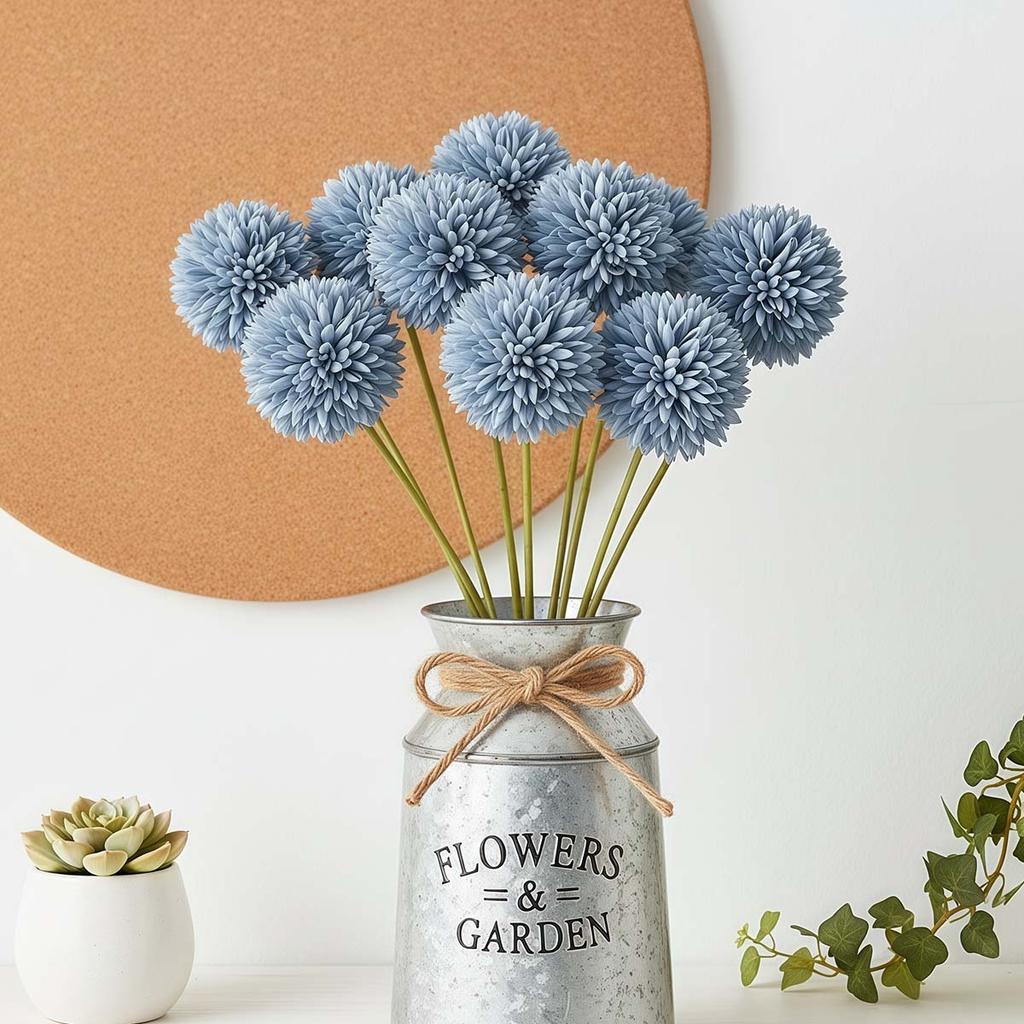 7pcs Blue Artificial Chrysanthemum Flowers Mums Faux Kiku Flowers for Vase Flower Stems Vase Filler for Centerpieces Wedding Party Flowers