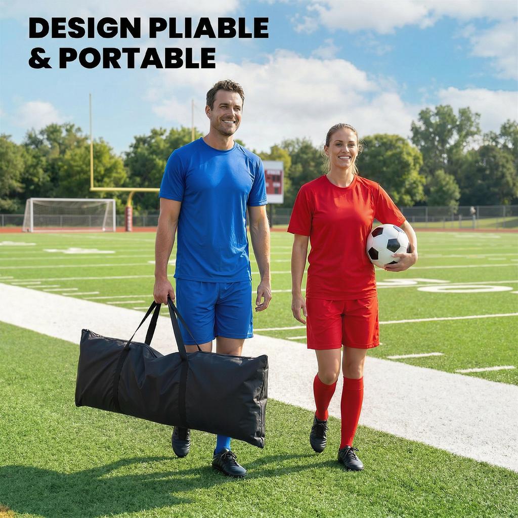 Portable Football Rebound Net 2-in-1, Double-Sided, with Carry Bag and Ground Stakes, 200x94x122/52cm, Black