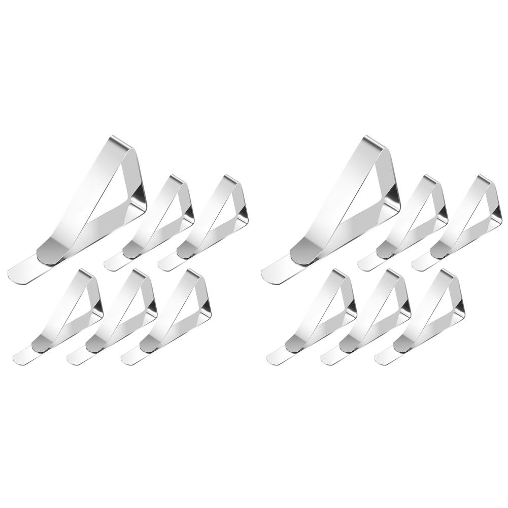 

12-2 шт. Нескользящие зажимы для скатертей из нержавеющей стали, нескользящие зажимы для фиксации чехлов для столов, зажимы для свадебных чехлов для кемпинга, прогулок 12PCS