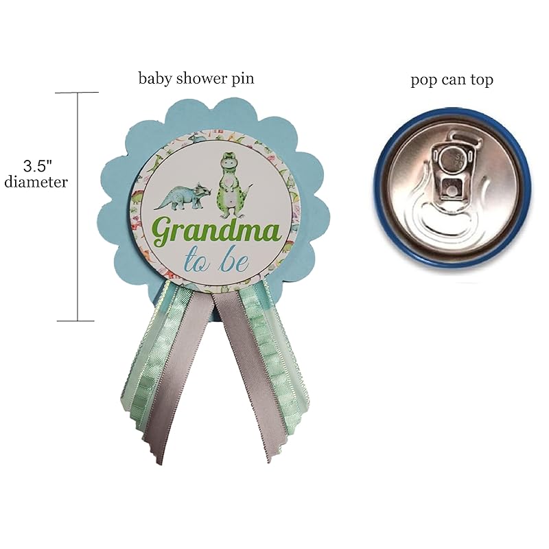 Dinosaur Baby Shower Pins for Mommy Daddy Grandma Jungle Family to wear, It s a Boy Baby Sprinkle (DADDY) One Size синий