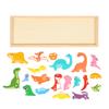 Wooden Dinosaur Puzzles 20pcs 3D Dinosaur Blocks Educational Wooden Animal Jigsaw Puzzles with Frame for Kids Ages