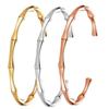 Retro Versatile Titanium Steel Open Bamboo Bangle Bracelet