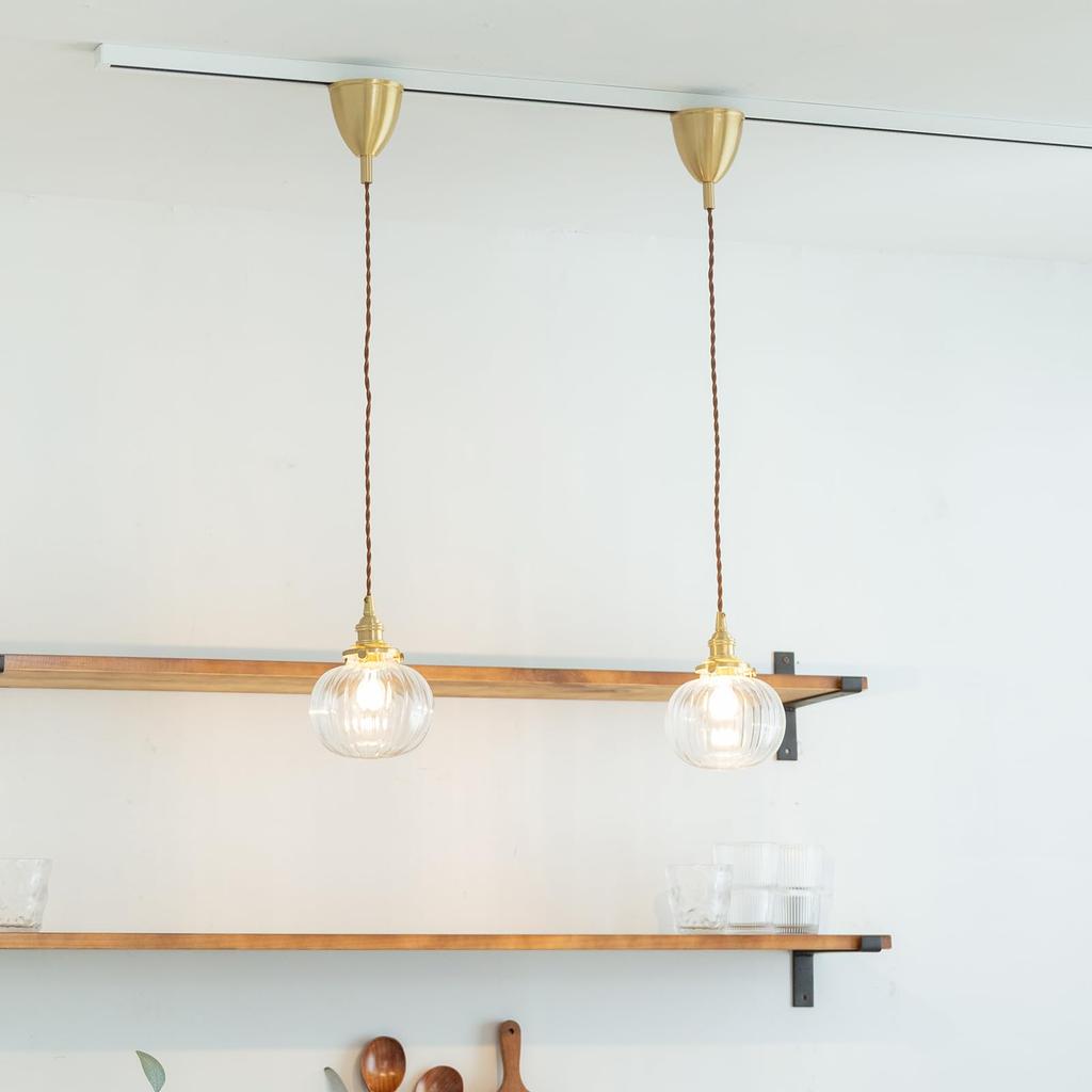Chiko Electric Brass Small Pendant Light Clear Glass Stylish Ceiling Lighting Hanging Indirect Lighting for Living Dining Pumpkin E17 Base Hook